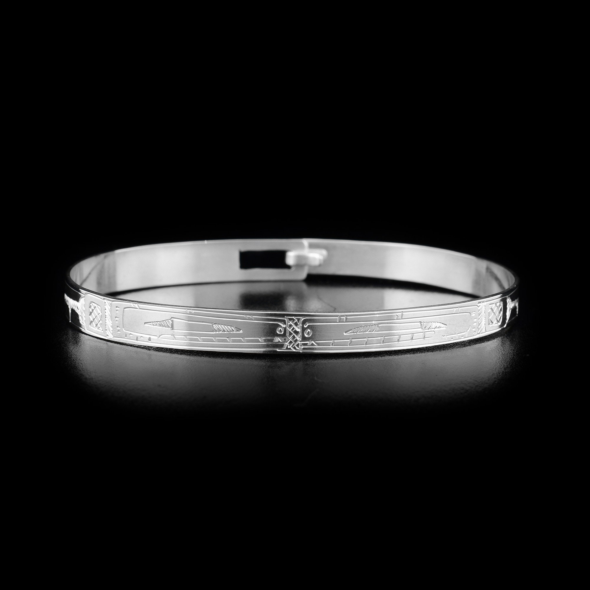 Canadian First Nations, Hand Carved Sterling Silver Double Orca