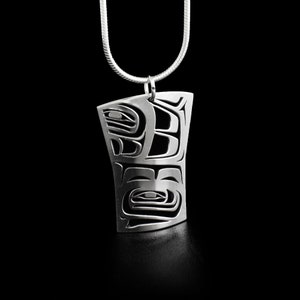 Canadian First Nations, Sterling Silver Mini Raven Box Crest Pendant, Indigenous Native Jewellery, Tahltan Nation