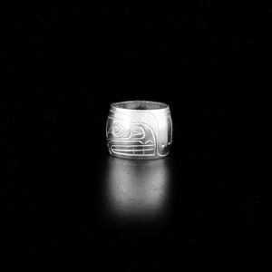Canadian First Nations, Hand Carved Sterling Silver Bear Spirit Bead, Indigenous Native Jewellery