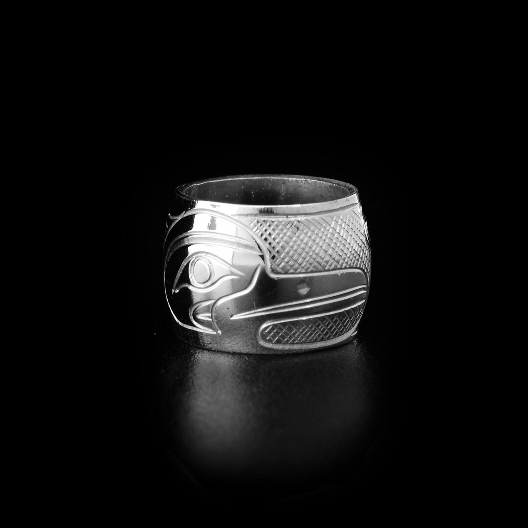 Canadian First Nations, Hand Carved Sterling Silver Heron Spirit Bead ...