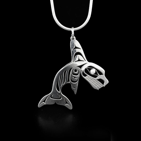 Kanadische Indianer, Sterlingsilber Mini Orca Schmuck, Tahltan Nation