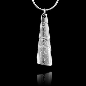 Canadian First Nations, Hand Carved Triangle Sterling Silver Orca Pendant, Indigenous Native Jewellery, Coast Salish