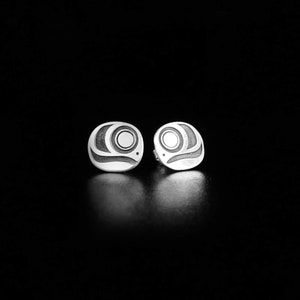 Canadian First Nations, Sterling Silver Salmon Egg Stud Earrings, Indigenous Native Jewellery, Tahltan Nation