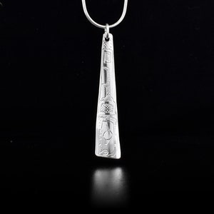 Premières Nations du Canada, pendentif triangle orque en argent sterling sculpté à la main, bijoux autochtones, salish de la côte