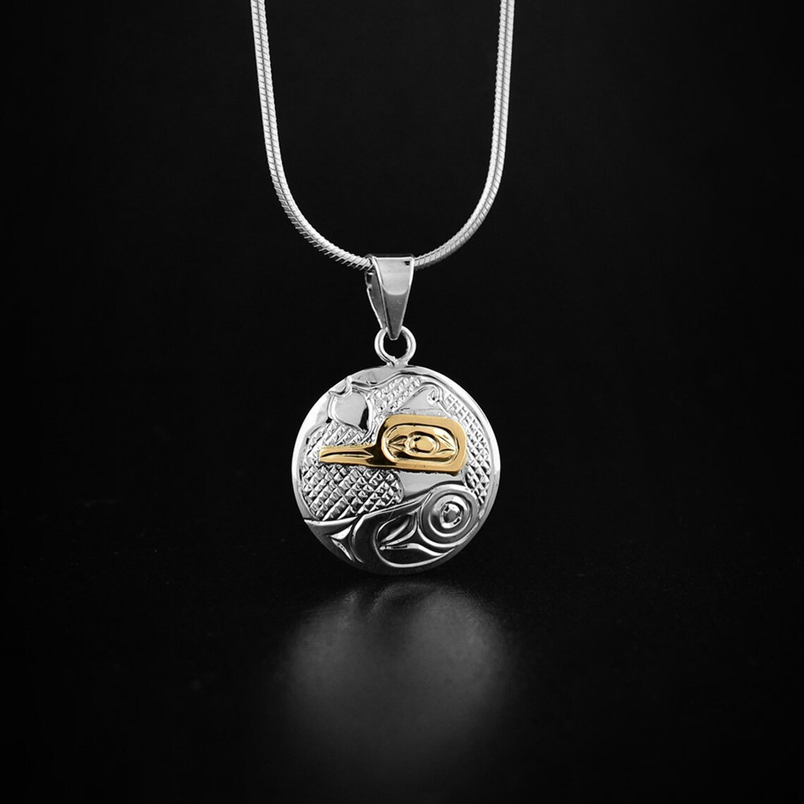 Canadian Indigenous Hand Carved Sterling Silver and 14K Gold Etsy