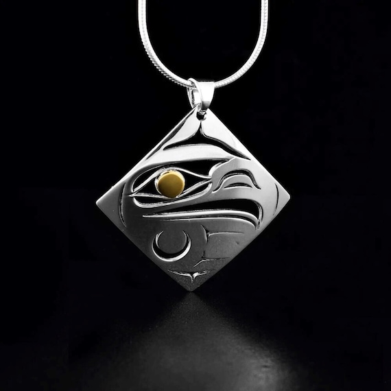 Canadian First Nations, Cutout Sterling Silver and 14K Gold