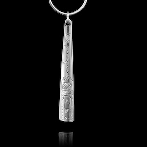 Canadian First Nations, Hand Carved Thin Triangle Orca Pendant, Indigenous Native Jewellery, Coast Salish