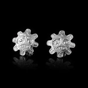 Nordwestküste Indianer, handgefertigte Sterlingsilber-Ohrringe, Kreisohrstecker, Kwakwaka&#39;wakw