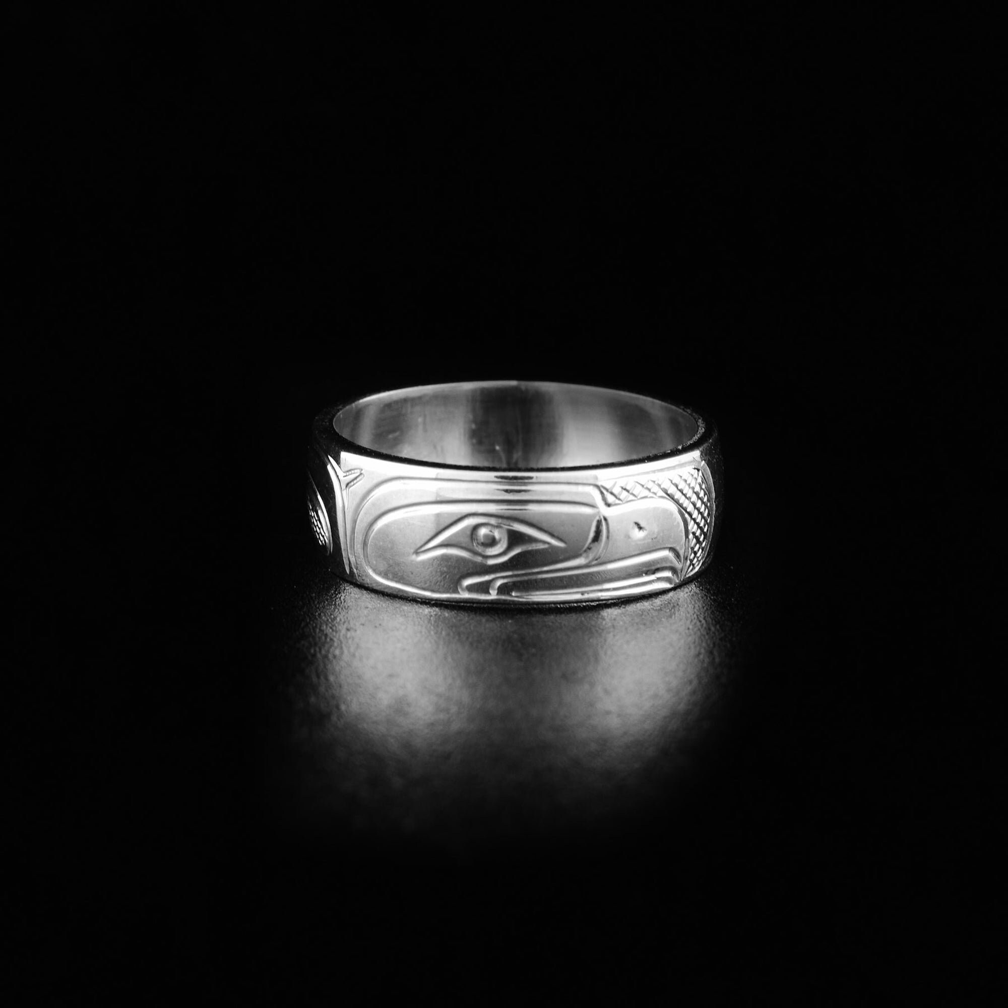 NATIVE DESIGN RING-SILVER925-ネイティブリング Canadian First Nations, Hand Carved Sterling Silver 1/4