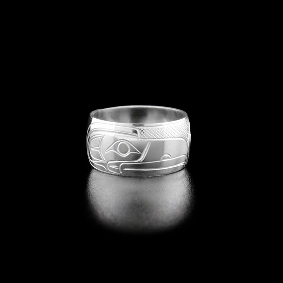 Canadian First Nations, Hand Carved Sterling Silver 3/8