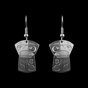 Canadian First Nations, Sterling Silver Moon Shield Earrings, Indigenous Native Jewellery, Cowichan Nation