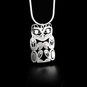 Canadian First Nations, Sterling Silver Mini Bear Pendant, Indigenous Native Jewellery, Tahltan Nation