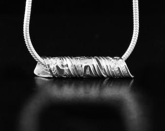 Canadian First Nations, Hand Carved Sterling Silver Spiral Eagle Pendant, Indigenous Native Jewellery, Coast Salish