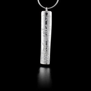 Canadian First Nations, Hand Carved Sterling Silver Orca Tapered Pendant, Indigenous Native Jewellery, Coast Salish