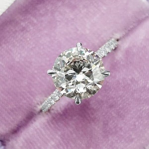 Forever One 2.5 CT Round Cut Moissanite Engagement Ring, Solitaire Proposal Ring, Delicate Wedding Ring, Bridal Ring, Anniversary Gifts/Ring