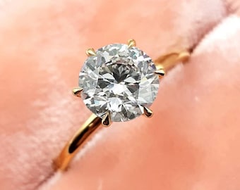 Forever One 2 CT Round Cut Moissanite Engagement Ring | Solitaire Proposal Ring | Minimalist Wedding Ring | Unique Bridal Promise Gifts/Ring