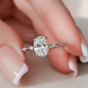 2.20 CTW Hidden Halo Engagement Ring | Oval cut Moissanite Engagement Ring | Oval Cut Ring | 14k Yellow Gold Ring | Anniversary Gift For Her