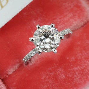 1.5 CT Round Cut Moissanite Engagement Ring | Forever One Round Solitaire Ring | Dainty Wedding Ring | Proposal Ring | Anniversary Gift/Ring