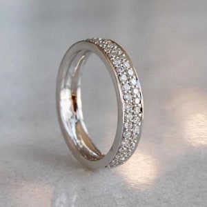 14k Solid Gold Moissanite Diamond FULL Eternity Band Wedding Band Stack Ring For Women 3mm Width Anniversary Band Best Prices Anywhere!