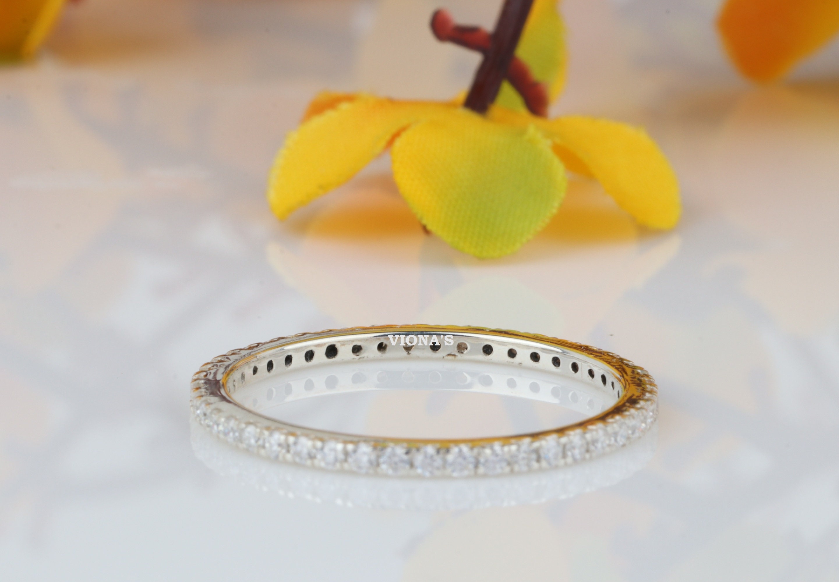 14k Solid Gold Full Eternity Moissanite Diamond Wedding Band | Micro ...