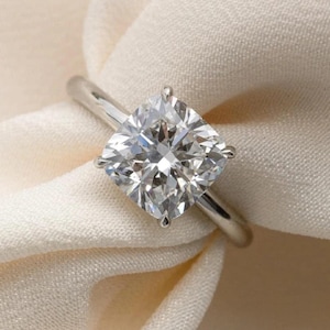 2 Carat Cushion Cut Diamond Ring Cushion Cut Moissanite Engagement Ring Hidden Halo Cushion Cut Engagement Ring Cushion Cut Solitaire Ring