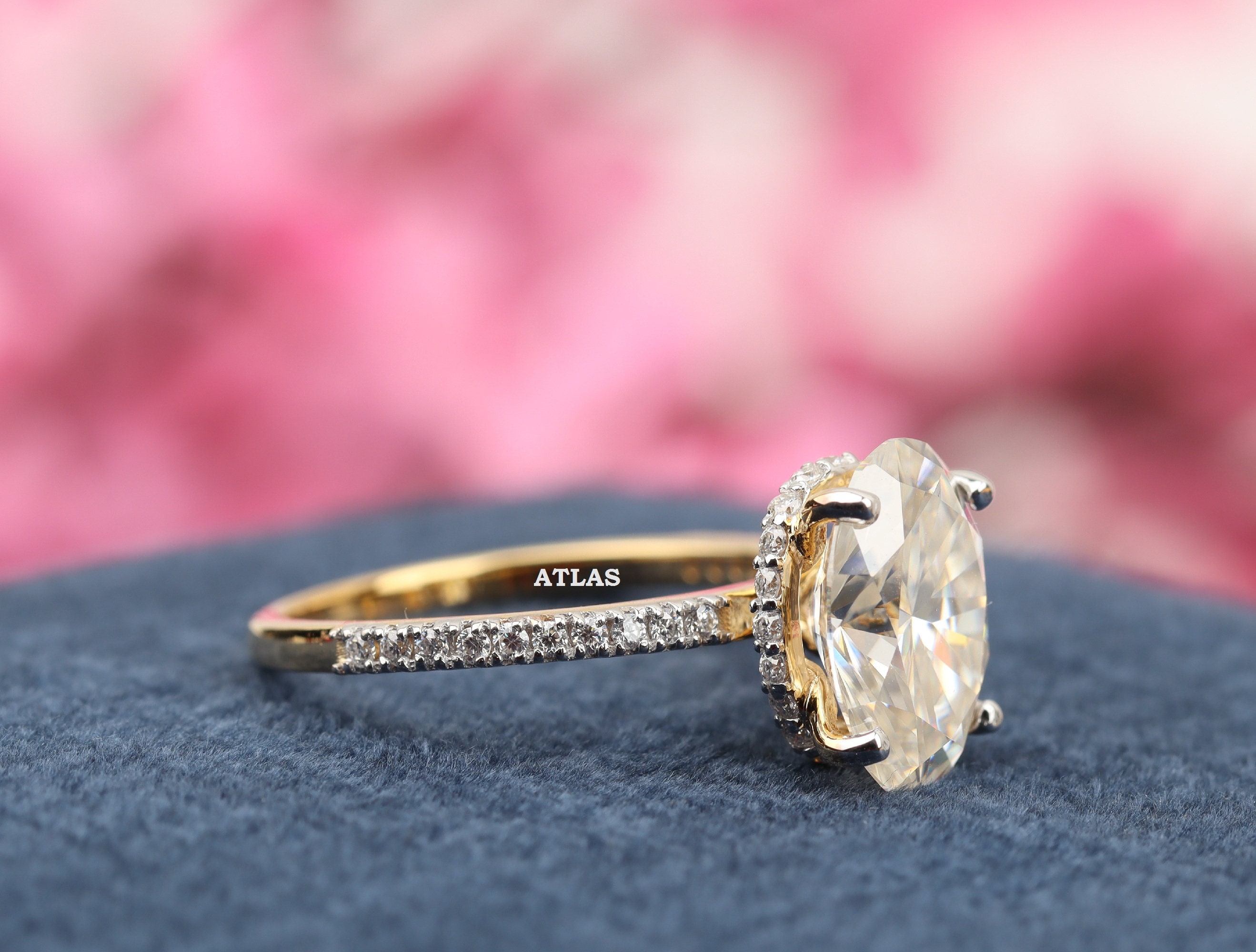 7x9mm Oval Moissanite Engagement Ring 14k/18k White Gold Etsy UK