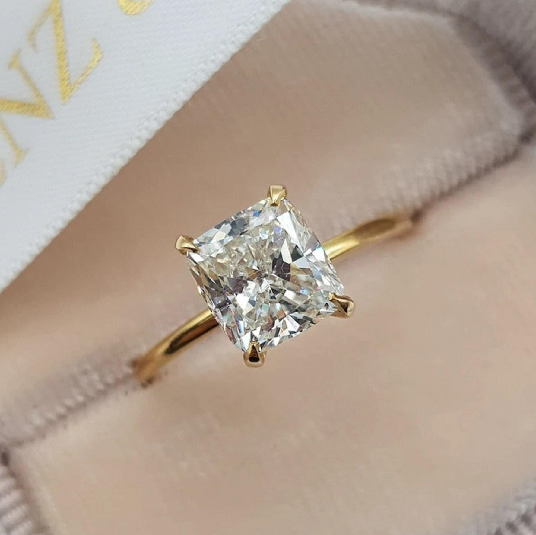 1.5 CT Cushion Cut Moissanite Engagement Ring, Forever One Cushion Solitaire Ring, Dainty Wedding Ring, Bridal Ring, Anniversary Gifts/Ring