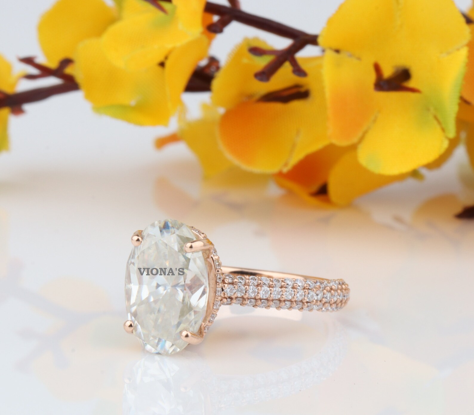 Hidden Halo Engagement Ring 2 Carat Solitaire Oval Moissanite Etsy UK