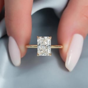 3.21 CT Radiant Cut Moissanite Engagement Ring Elongated Radiant Cut Solitaire Ring 14k Solid Gold Bridal Ring Anniversary Gift Ring For Her