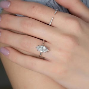 Marquise & Round Cut Promise Diamond Wedding Band Ring 2ct Marquise Moissanite Engagement Ring Hidden Halo Anniversary Ring Gift for Women