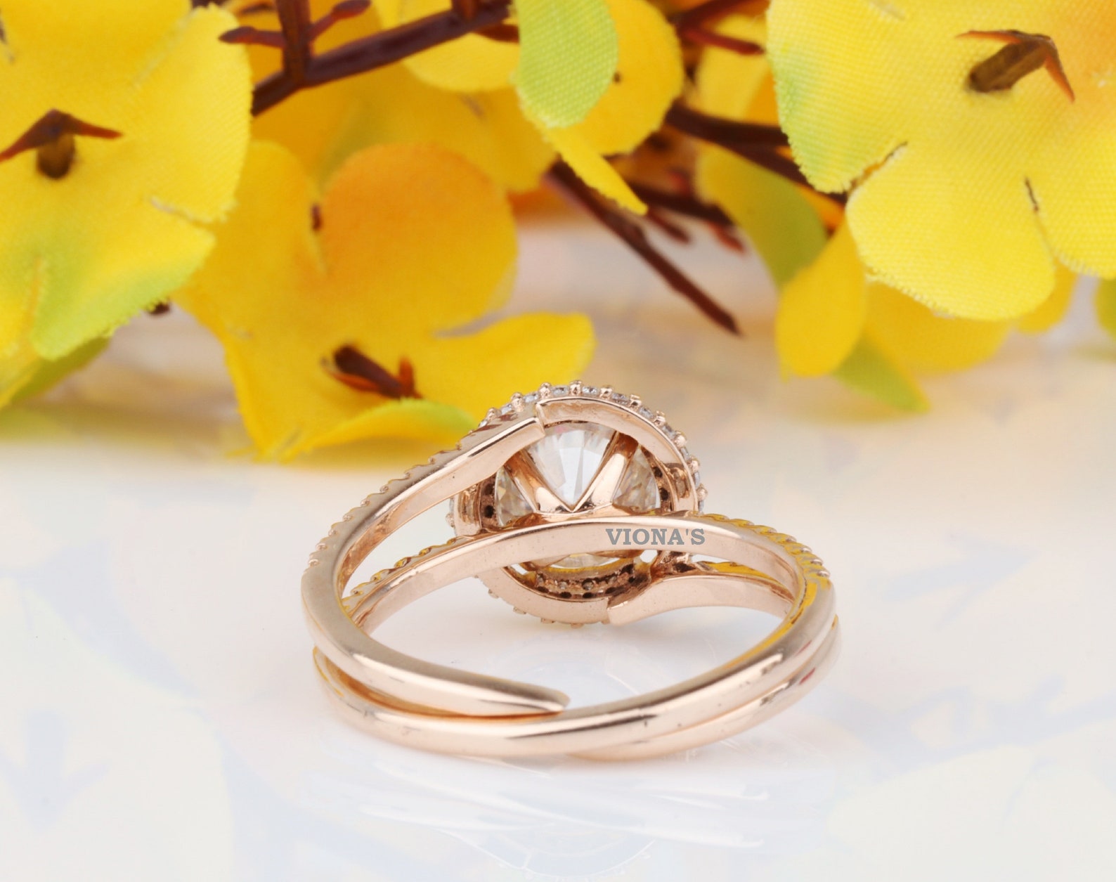 Vintage Enhancer engagement ring set Round cut Moissanite Etsy