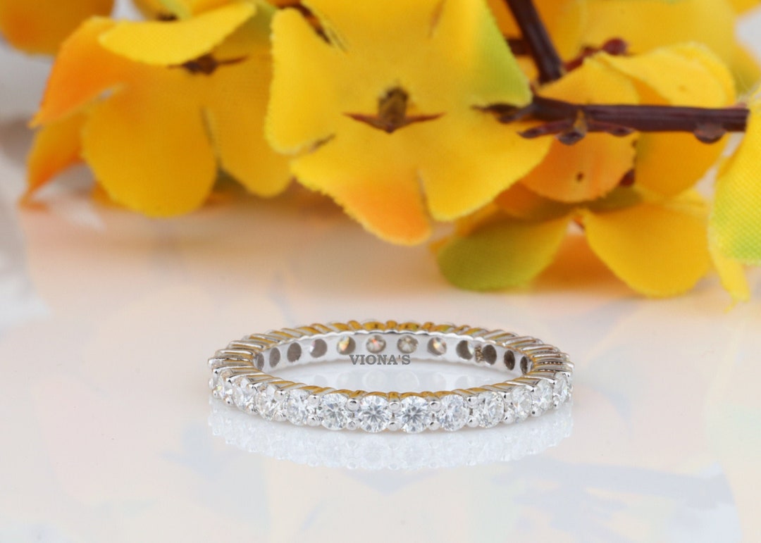Round Cut Moissanite Eternity Band/ring Full Eternity Bridal Ring 14k