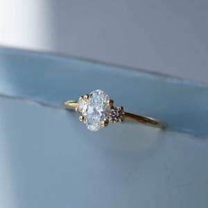 1.10 CT Oval Cut Trilogy Oval Three Stone Ring 14k Solid Yellow Gold Past-present-Future Ring Cathedral Band Wedding Ring Anniversary Gift