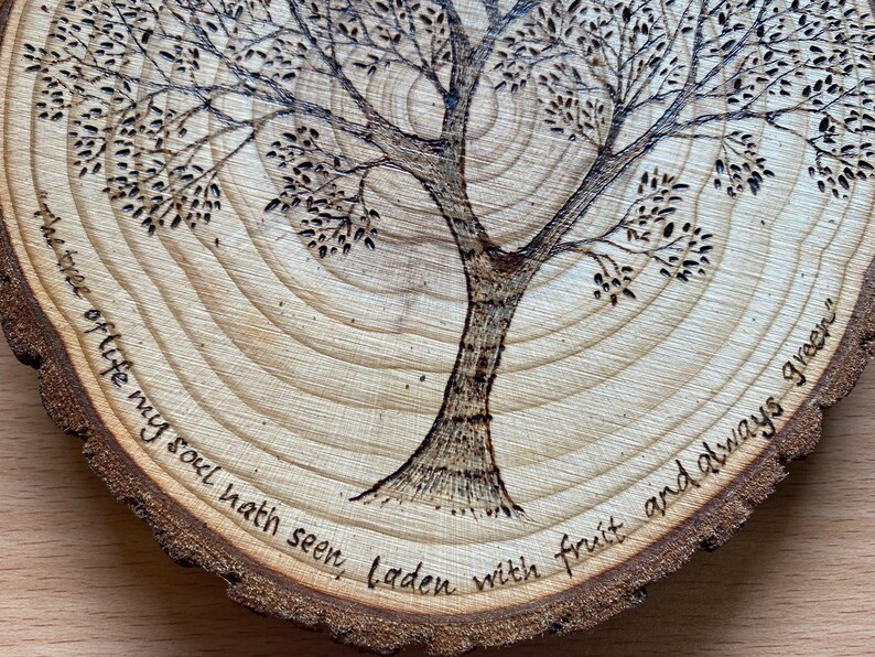 The Tree of Life Round Wooden Pyrography Wall Hanging - Etsy