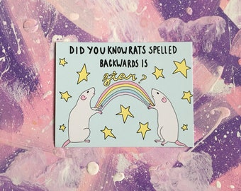 Art Print - Did You Know Rats Spelled Backwards Is Stars? - Pet Rats - Cute Aesthetic - Wall Decor - Ratz - Y2K Vibe - Rainbow - Stars