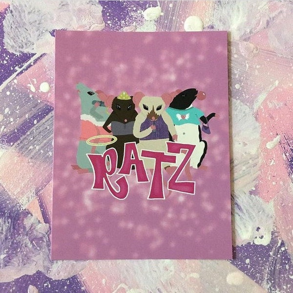 Bratz / Ratz Art Print - y2k aesthetic - home decor - journaling card - y2k pink princess - 2000s - 00s art - childhood toys - pet rat