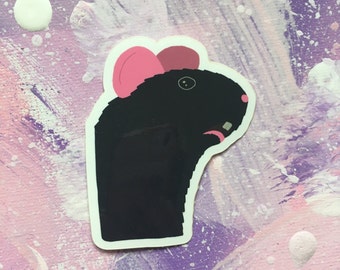 Ratthew - Vinyl Sticker - black rat sticker - waterproof - waterbottle - laptop - pet rat love - rats - stationery - small vinyl sticker