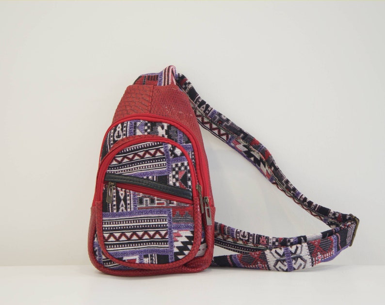 Hippie Backpack Ethnic Backpack Boho Backpack Turkish Anatolian Red Vintage Kilim Rug Shoulder Backpack for Woman Authentic Backpack