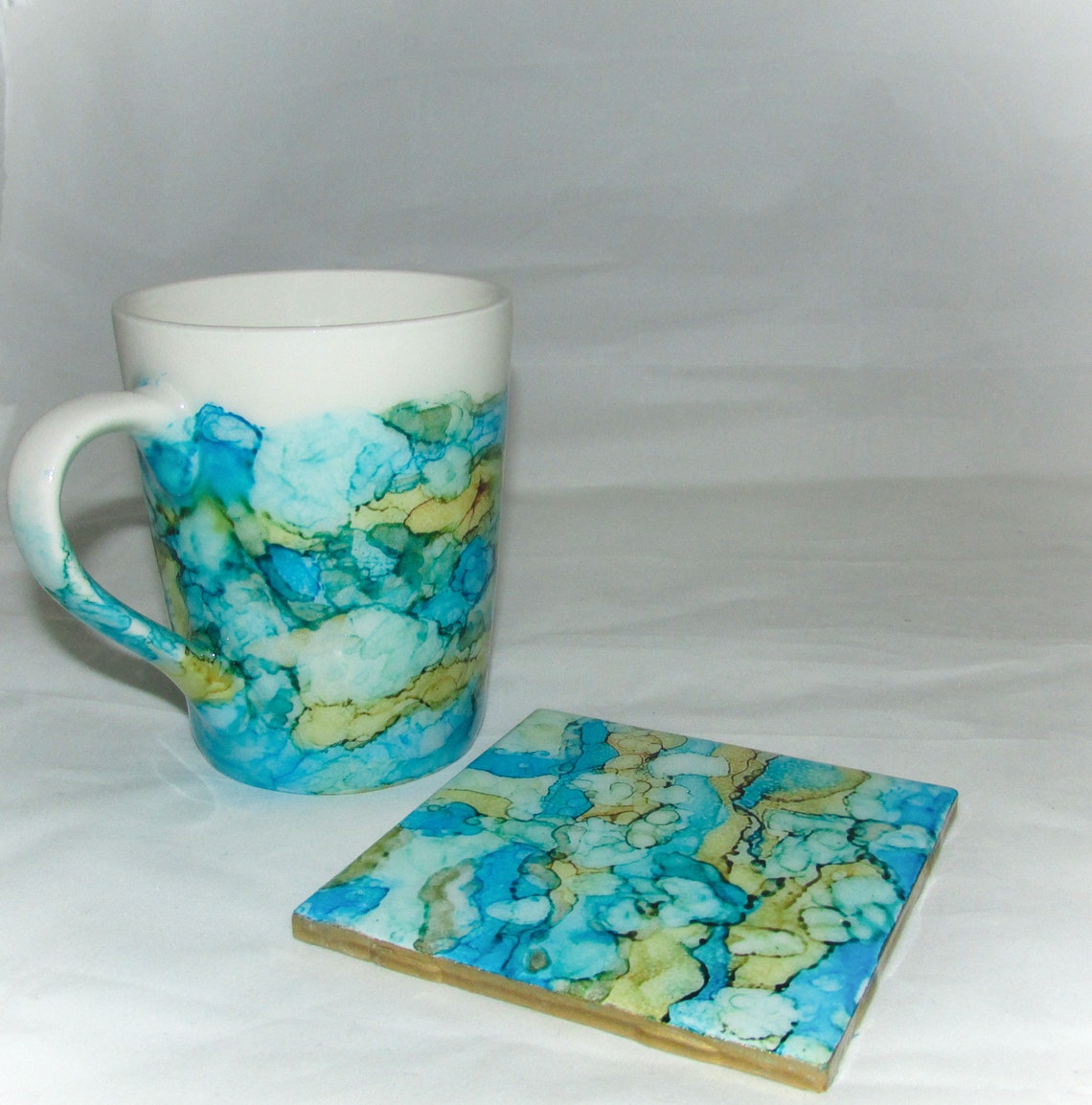 Mug and Coaster Set Hand Painted Mug and Coaster Set Mug and Etsy