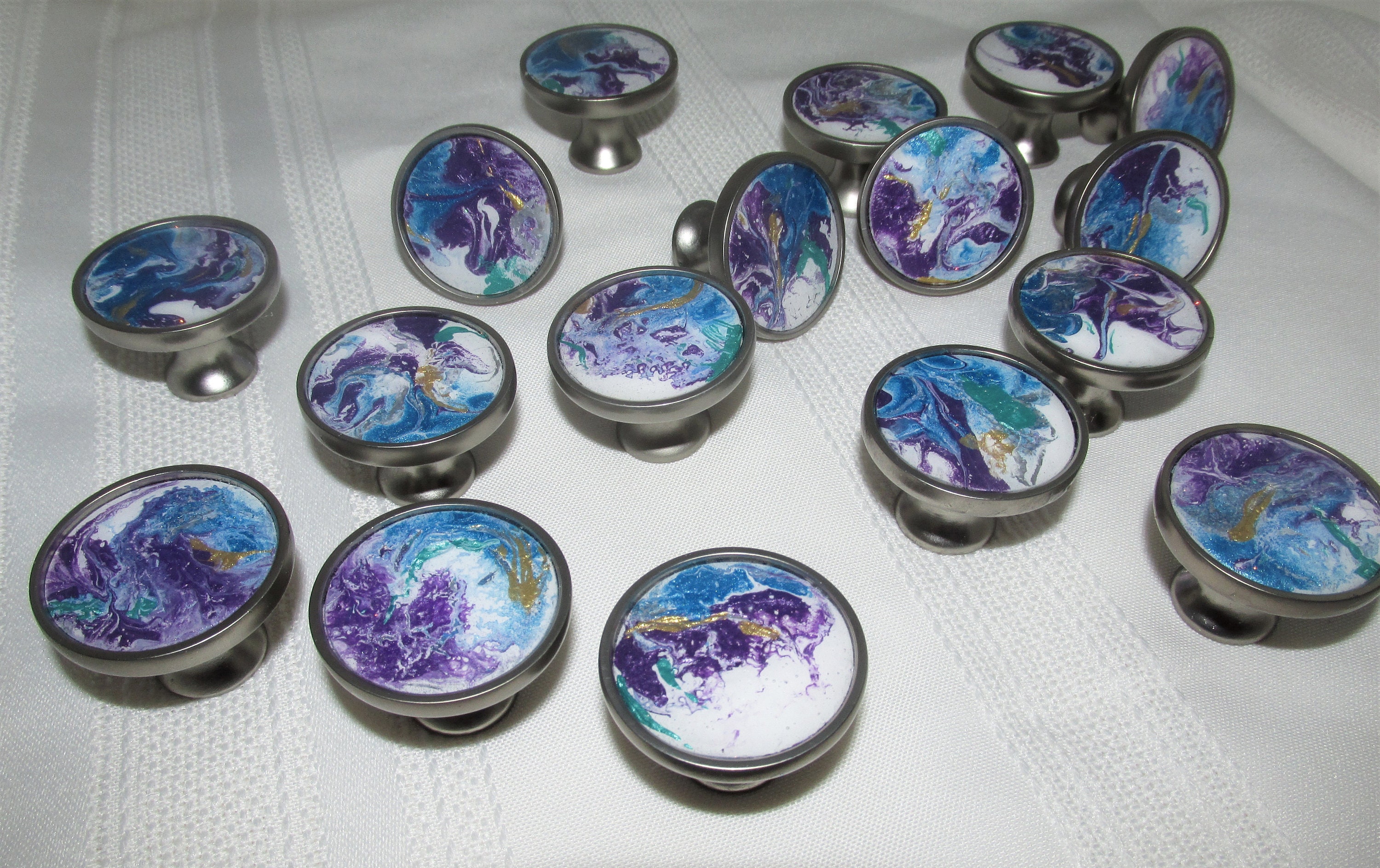 Knobs Knobs Hand Painted Knobs Blue Purple Knobs Etsy