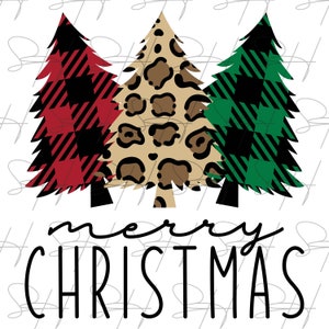 Merry Christmas Design/SVG File (Tree, Buffalo Plaid, Leopard Print)