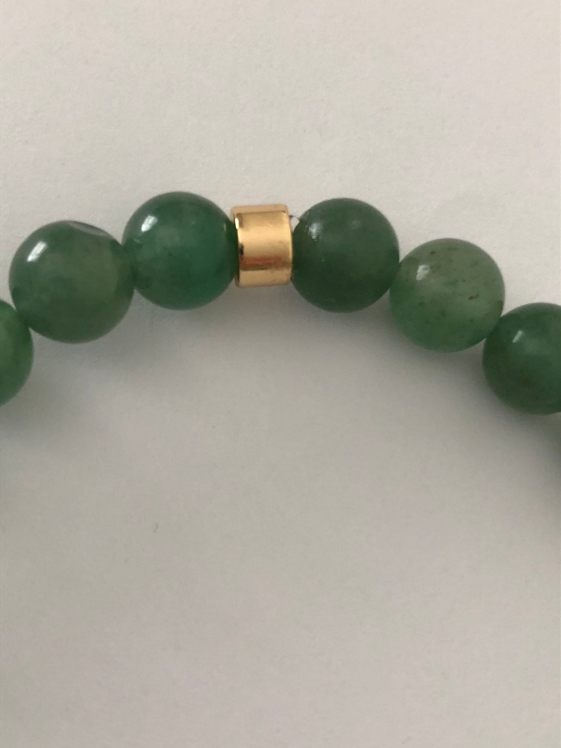 Jade Good Luck Gemstone Gold Stretch Bracelet Etsy