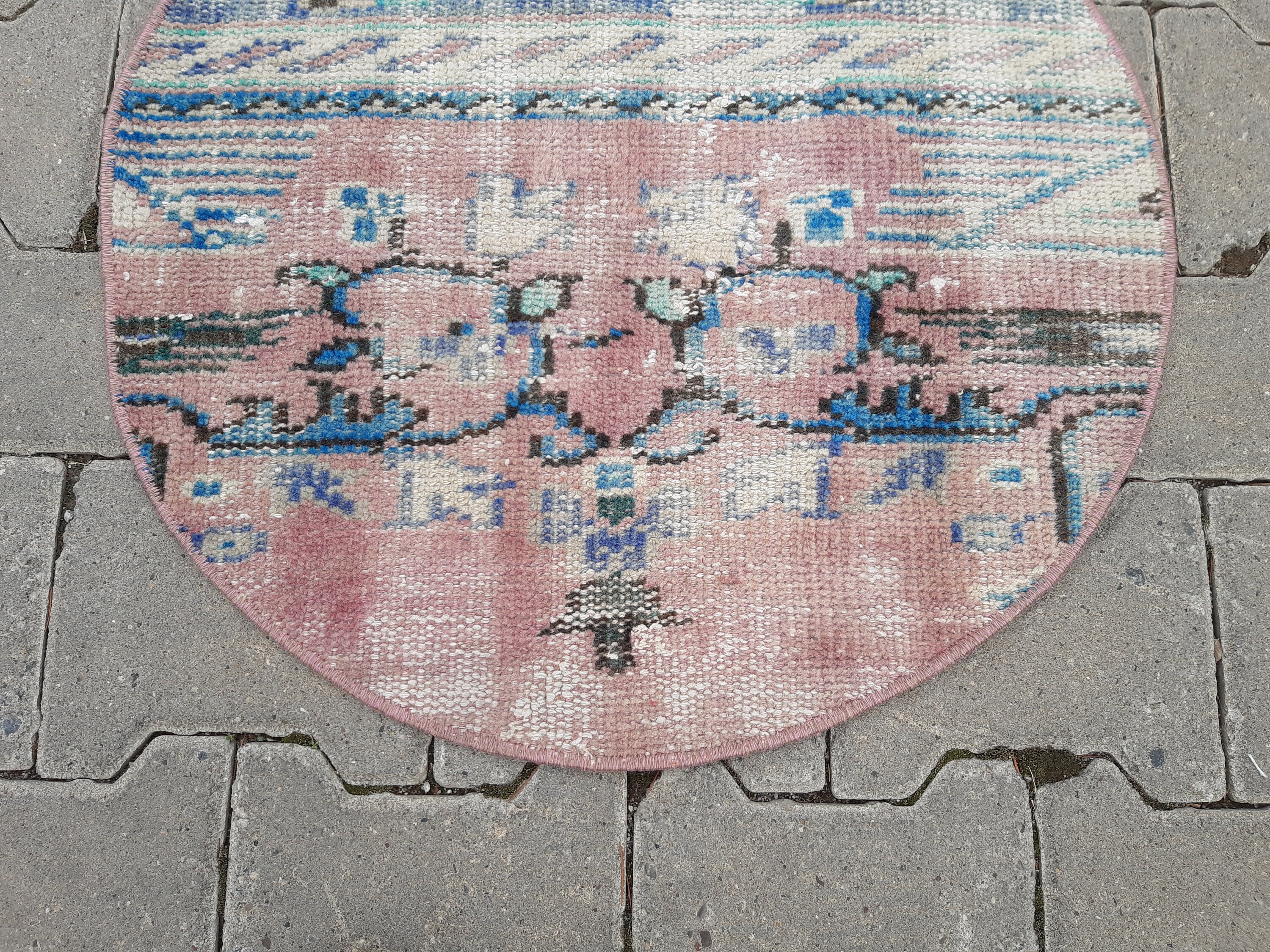 vintageトルコラグ円形ウール75×75 vintageトルコラグ円形ウール75×75 - ラグ・カーペットアウトレット