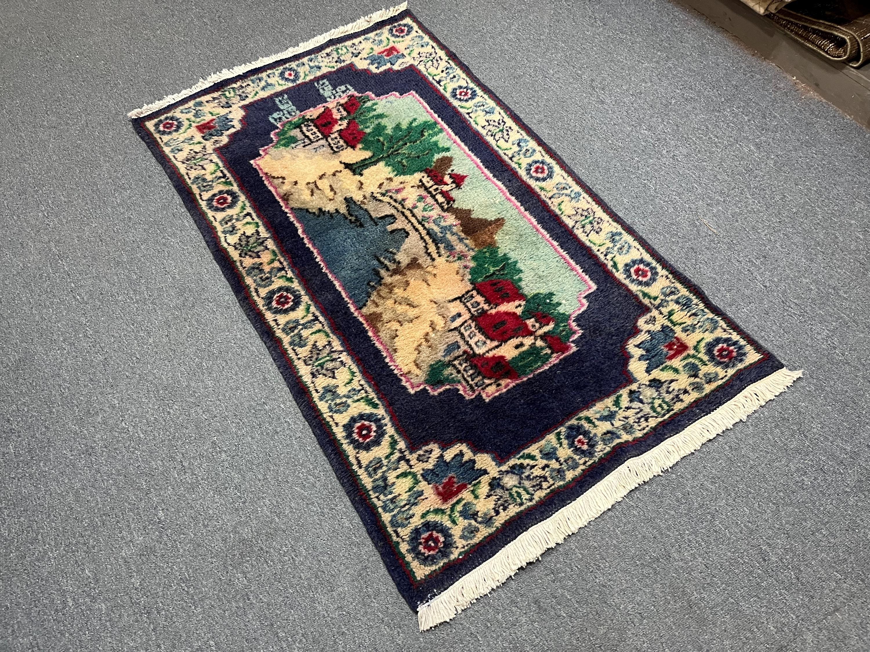 Navy Turkish Oushak Rug: Soft Wool Vintage Carpet (2'7x4'6) - Etsy