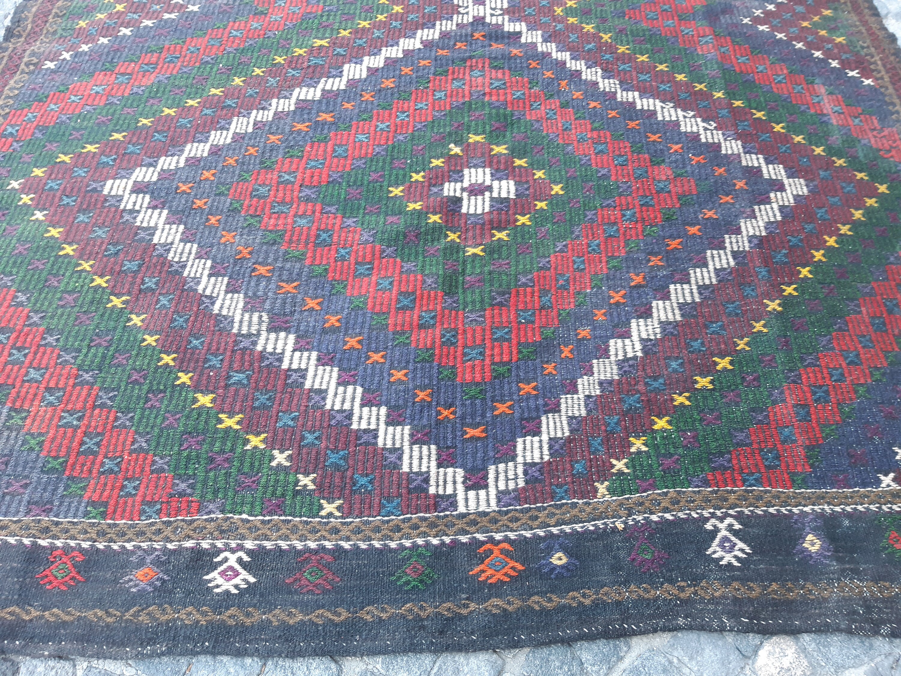 7.5 X 9.5 Jijim Carpet Large Vintage Turkish Bohemian Kilim 7.5 X 9.5 Jijim Carpet Large Vintage Turkish Bohemian Kilim