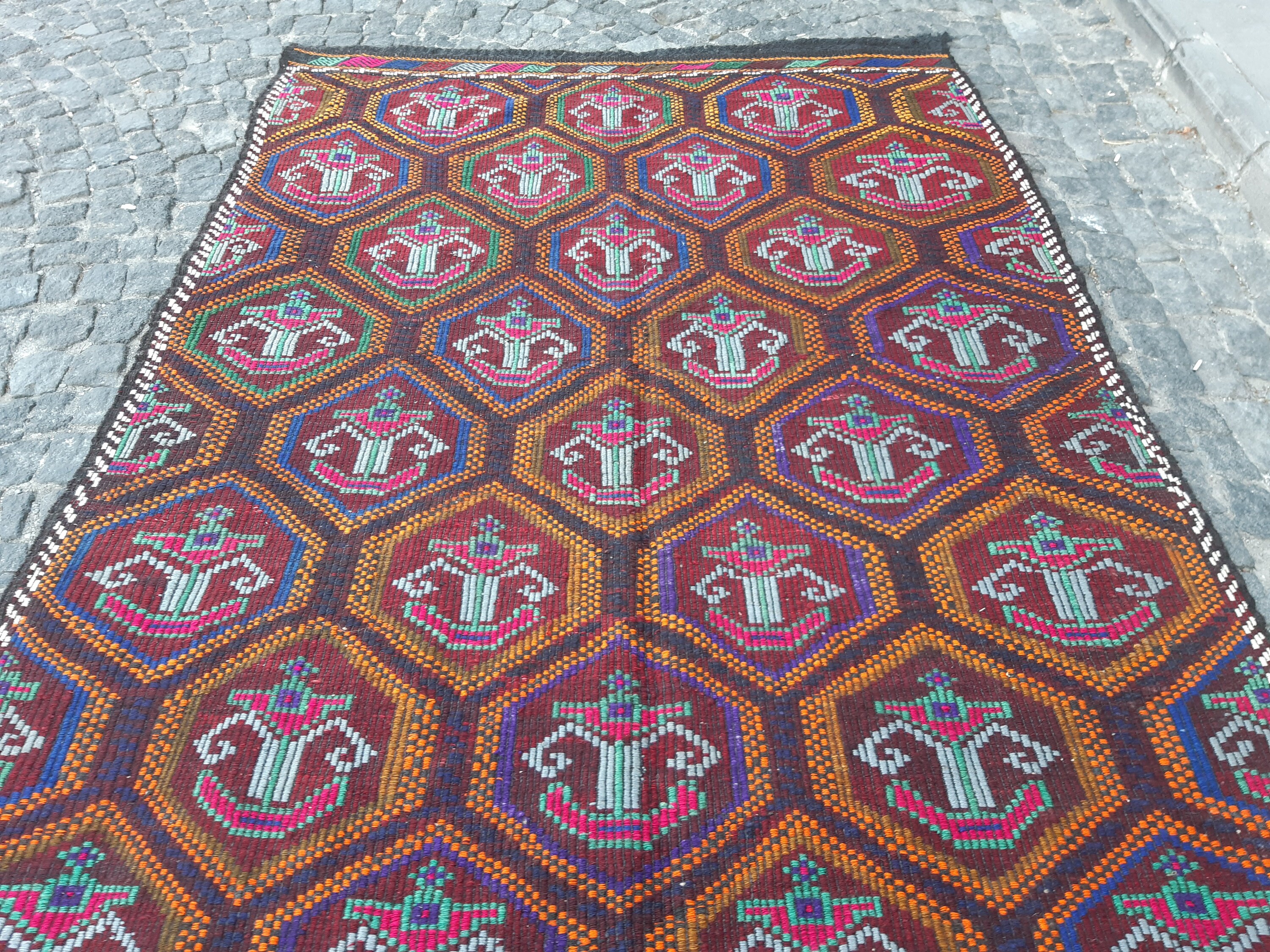 キリムラグ　ジジム 62×89 ブラウン キリム ジジム オールドキリム トルコヴィンテージラグ