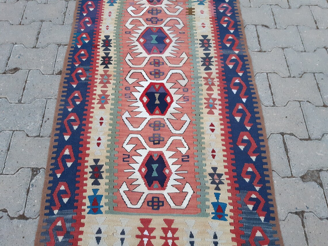 Turkish Tapestry Folk Art Kelim Turkish vintage kilim rug Etsy