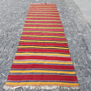 3.6x11.9 Southwest Desert Design Kilim Rug Turkish Vintage Flatweave Carpet  -  - 110x363 cm - KLM136