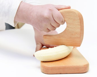 Cuchillo de madera seguro para niños / cortadores de verduras y frutas para niños pequeños / personalizable