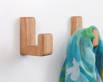 Self-adhesive solid oak hook / towel rack / wall hook / no drilling required /